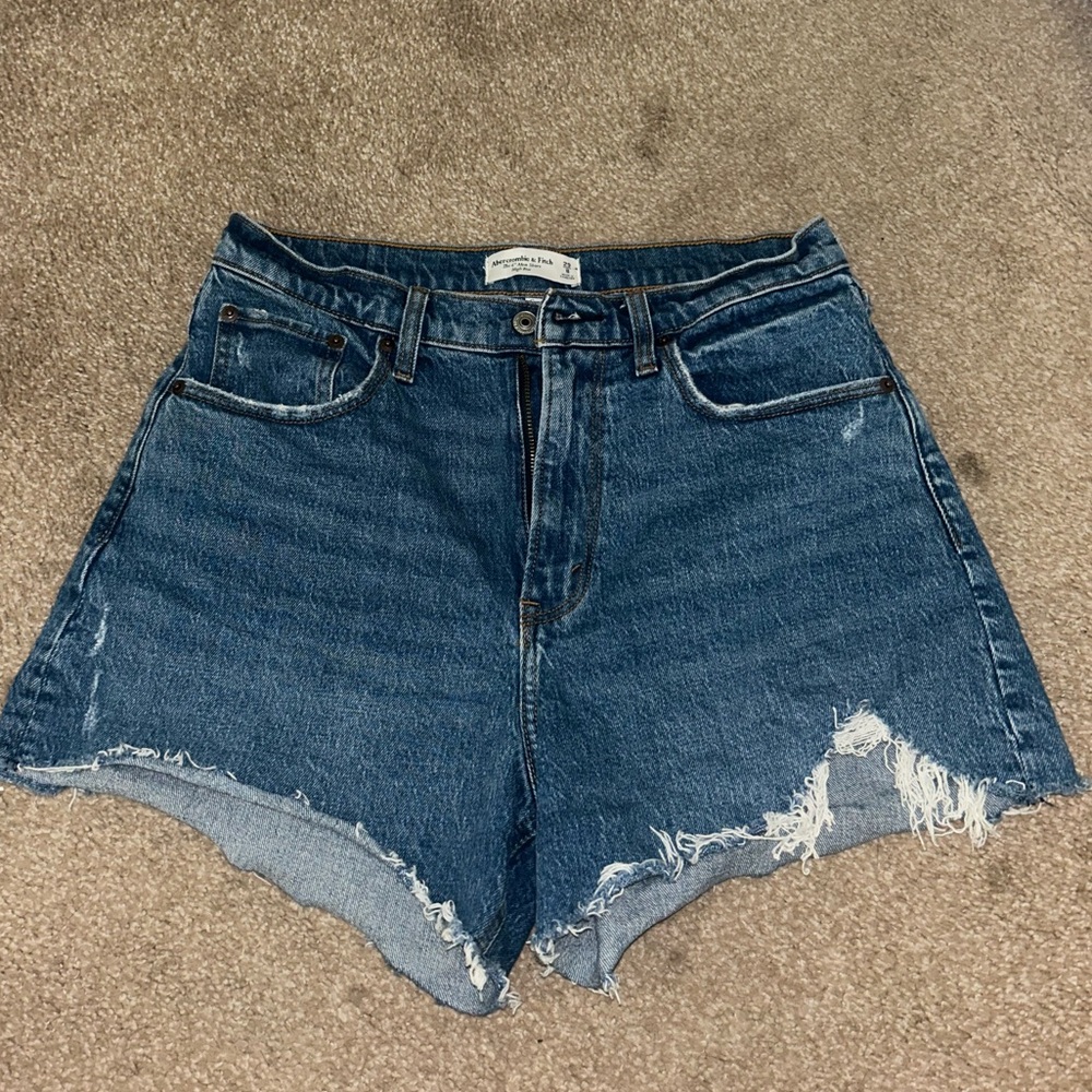 Abercrombie & Fitch Curve Love Distressed Jean Shorts